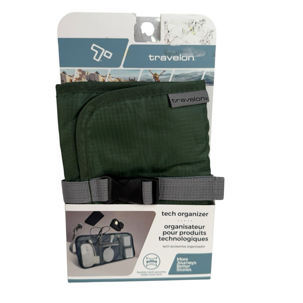 Travelon Tech‎ Accessory Travel Organizer Bag Green Lightweight Ripstop 43134